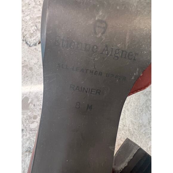 Etienne Aigner Women's Leather Dress Heels Red Ankle Strap Size 8 JL - Picture 9 of 10